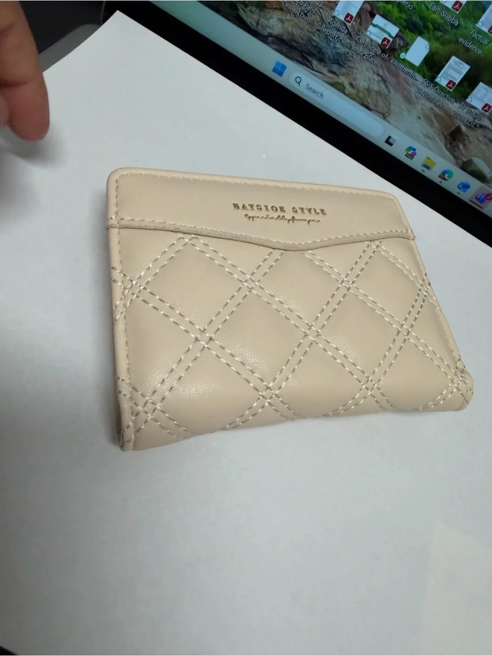 Batsyce Style Quilted Small Wallet - Cream